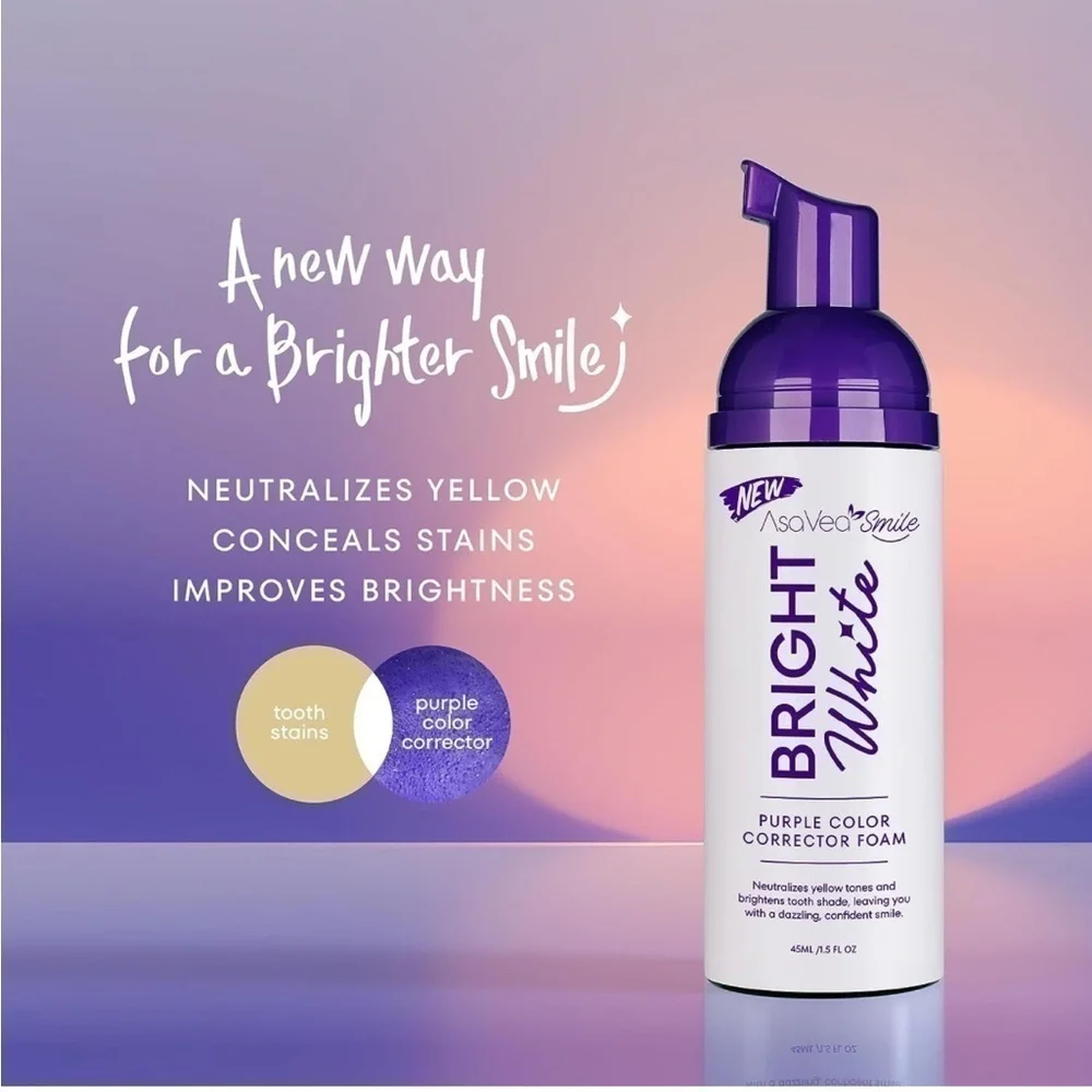 Brand New Bright White Bundle Purple Color Correcting Foam & Whitening Strips